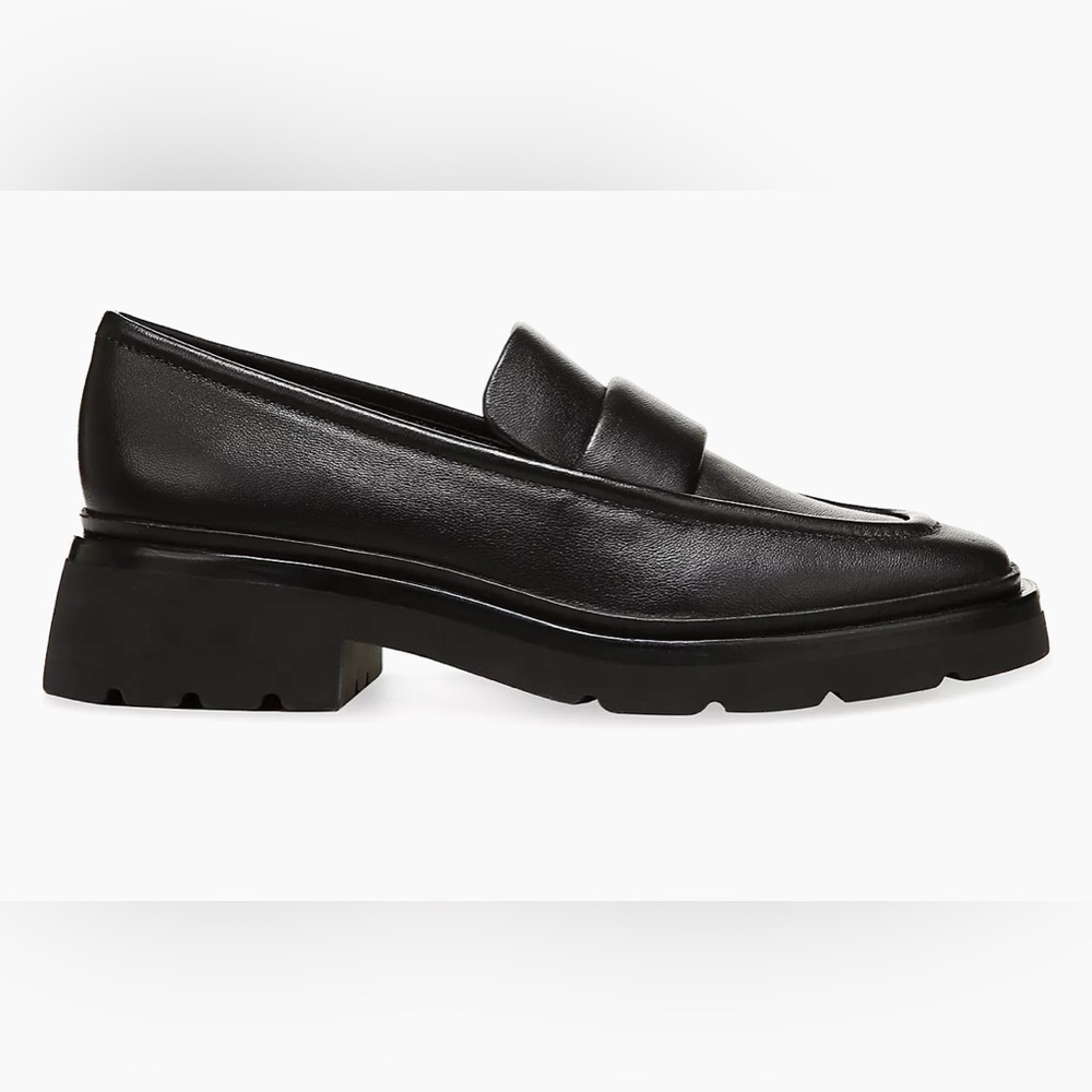 Vince Robin 44MM Black Leather Loafers 8 (fits like 8.5) NEW